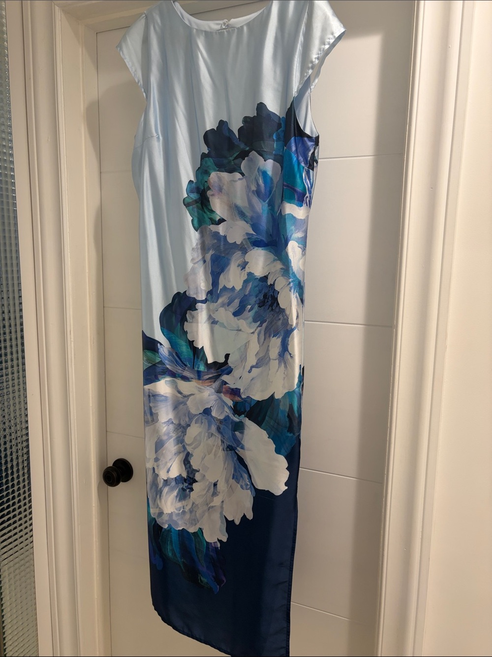 Rachel Zoe Light Blue and Navy Floral Maxi Dress
